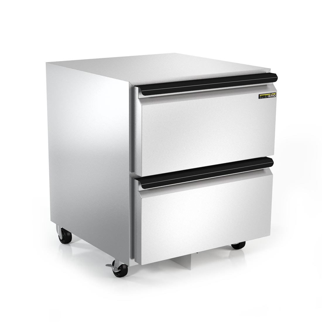 Undercounter Refrigerator 27, 115v/60hz/1ph, 2 drawer, 3 heavy-duty soft  casters (two locking), product trays and adapters, NEMA 5-15P - Silverking